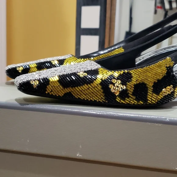 ❤️❤️❤️Sequin & Beaded Slingback Kitten Heel PumpTOM FORD